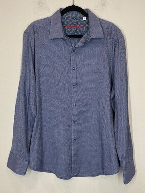 Robert Graham Button Up Shirt Men's 2XL Flip Cuff Blue